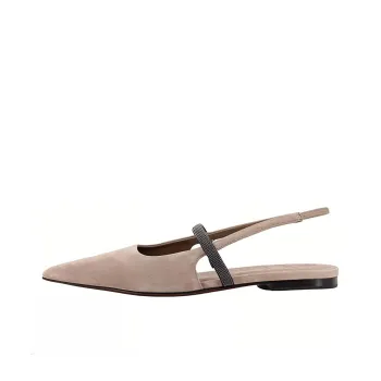 Brunello Cucinelli Monili-chain Suede Ballerina Shoes