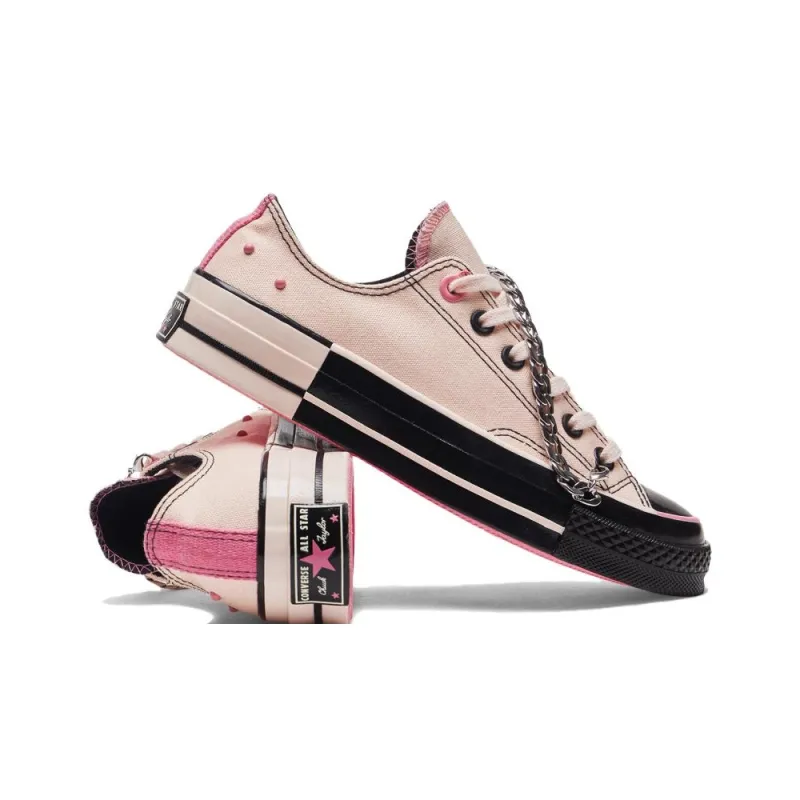 Converse Non slip Lightweight Low Top Canvas Shoes Unisex Pink Black-2