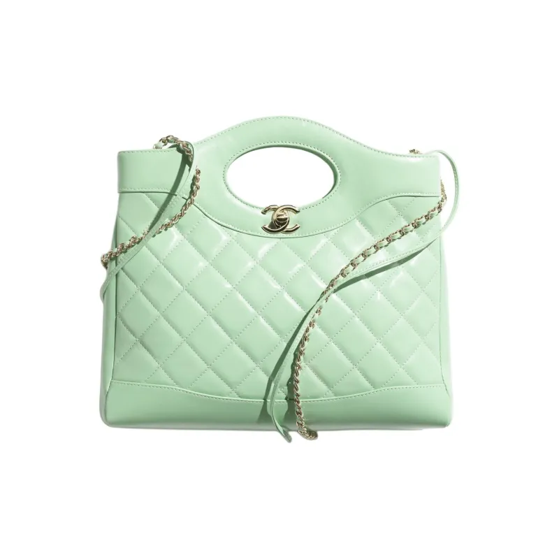 CHANEL Bright Lambskin Portable Crossbody Bag, Shoulder Bag Women's Light Green-0
