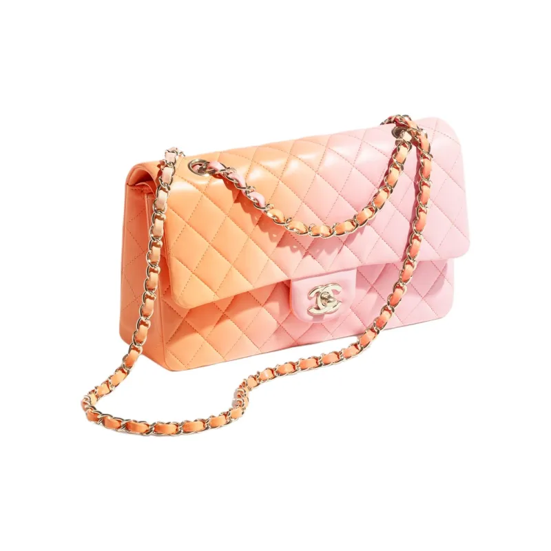 CHANEL Classic Flap CF Gradient Lambskin Crossbody Bag, Shoulder Bag Women's Pink & Orange-1