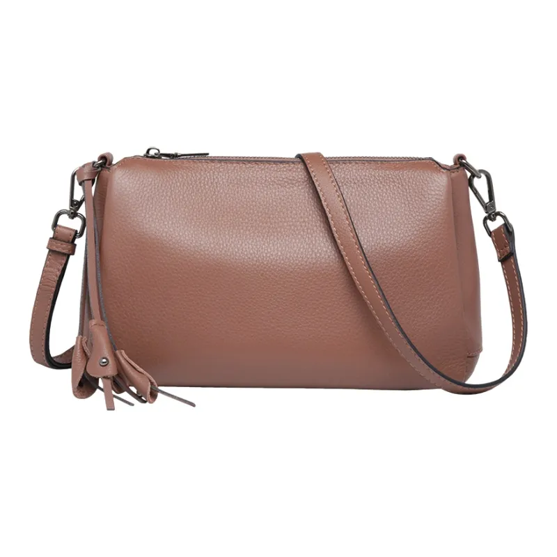 ZOOLER Top Grain Cow Leather Crossbody Bag, Versatile And Practical Trumpets Women's Chocolates-1