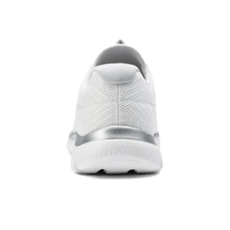Skechers Cushioning Low Top Running Shoes Women's White Silver-3