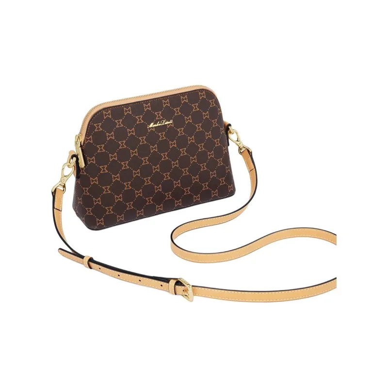 MashaLanti PVC And Synthetic Leather Shoulder Bag Small Size Women's Dark Brown & Apricot-1