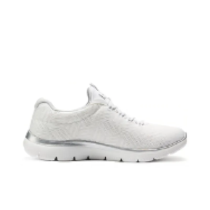 Skechers Cushioning Low Top Running Shoes Women's White Silver-1