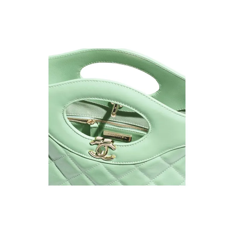 CHANEL Bright Lambskin Portable Crossbody Bag, Shoulder Bag Women's Light Green-2
