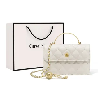 Simvay Clos Cow Leather With Synthetic Leather Chain Handbag Small Size Women's Black/Ecru