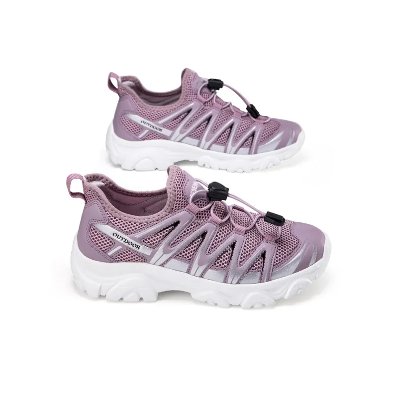 GESENLANG Anti Slip Wear Resistant Waterproof Breathable Lightweight Low Top Outdoor Shoes Women's Pink-3