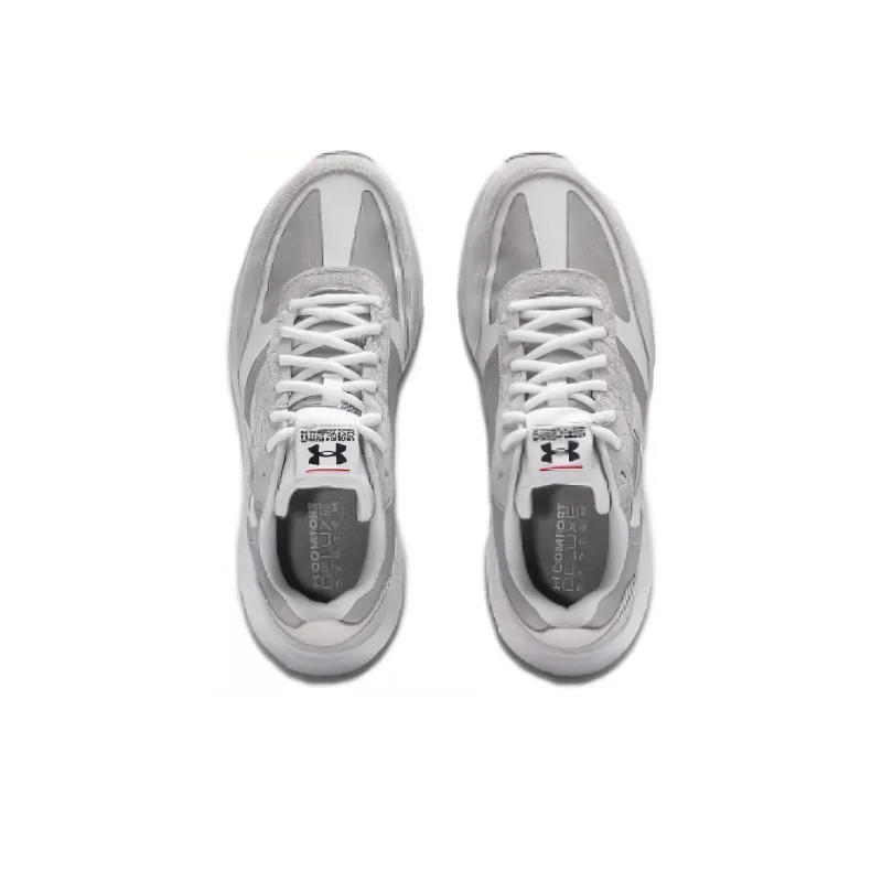 Under Armour Decoy Lu Cushioning Wear Resistant Low Top Running Shoes Men's Gray White-2