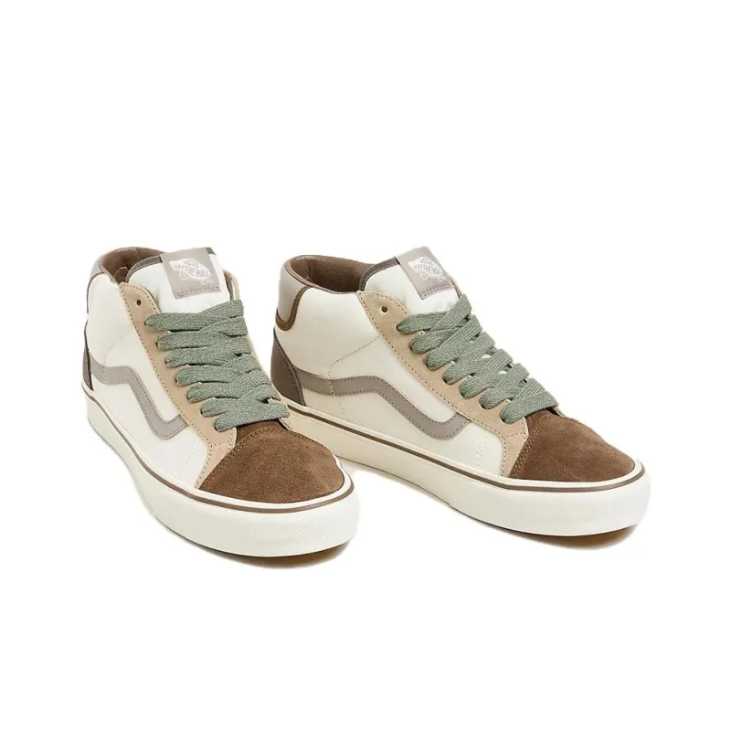 Vans Mid Skool 37 Durable Breathable Mid-Top Skateboard Shoes Women's Beige Brown-2