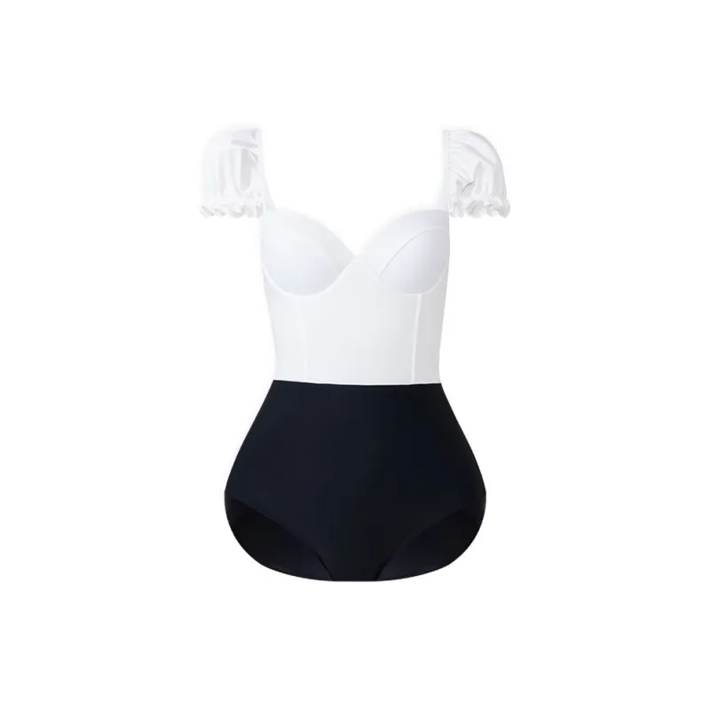 Pastoral Snow Swimming Sets Polyester Bubble Hot Spring By The Sea Women's Largest XL White-0
