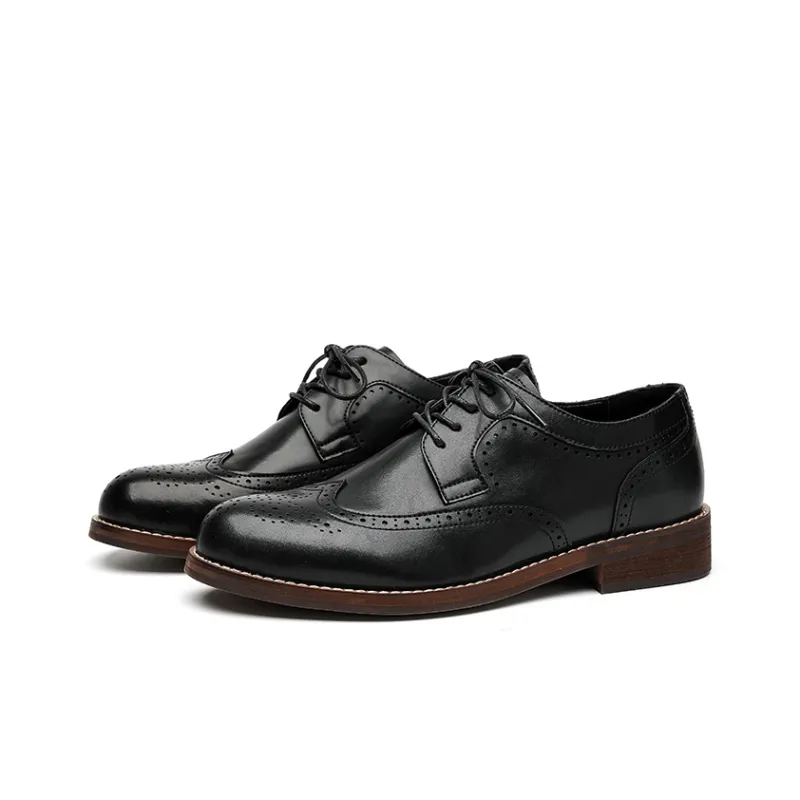 Romon Dress Shoes Men Low Top Black-1