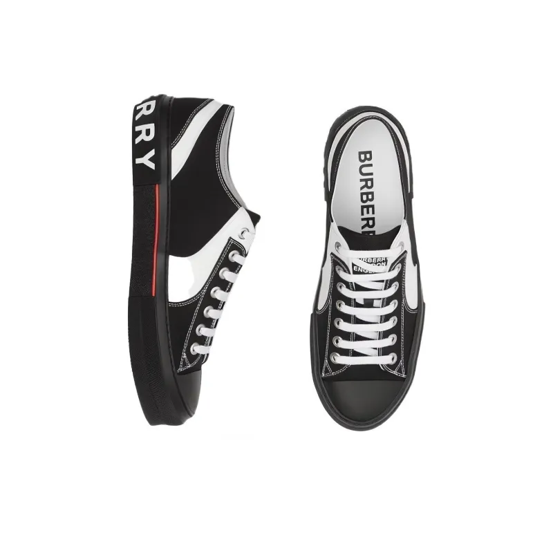 Burberry Colorblock Low Top Canvas Sneaker Black White-2