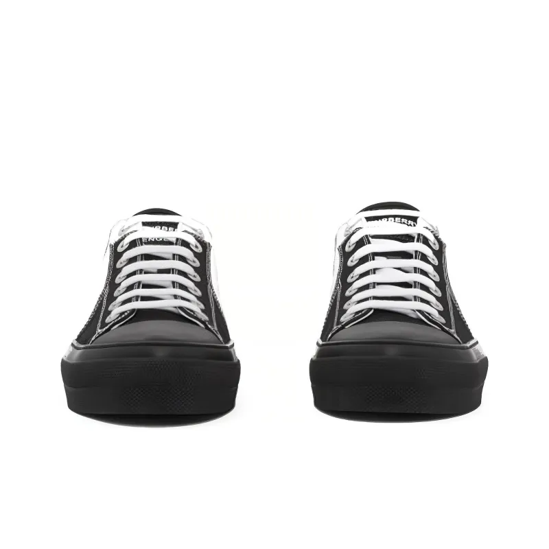 Burberry Colorblock Low Top Canvas Sneaker Black White-3