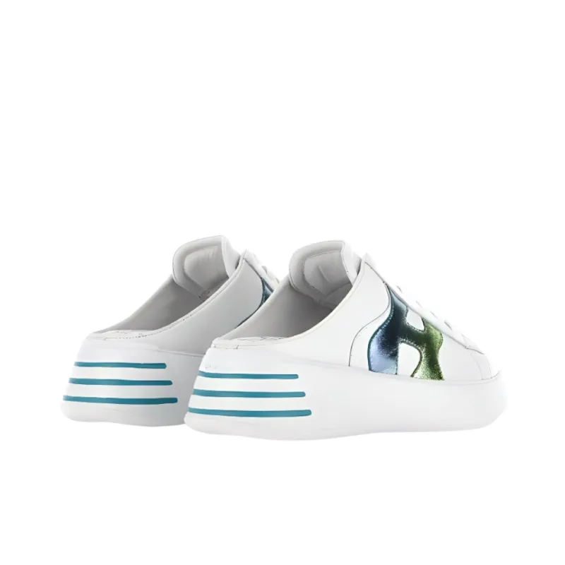 HOGAN Rebel Rubber Sole Wrap-toe Slippers Women's White Blue Green-4
