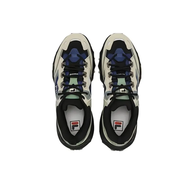 FILA Cushioning Wear Resistant Low Top Chunky Sneakers Unisex Black Green-1
