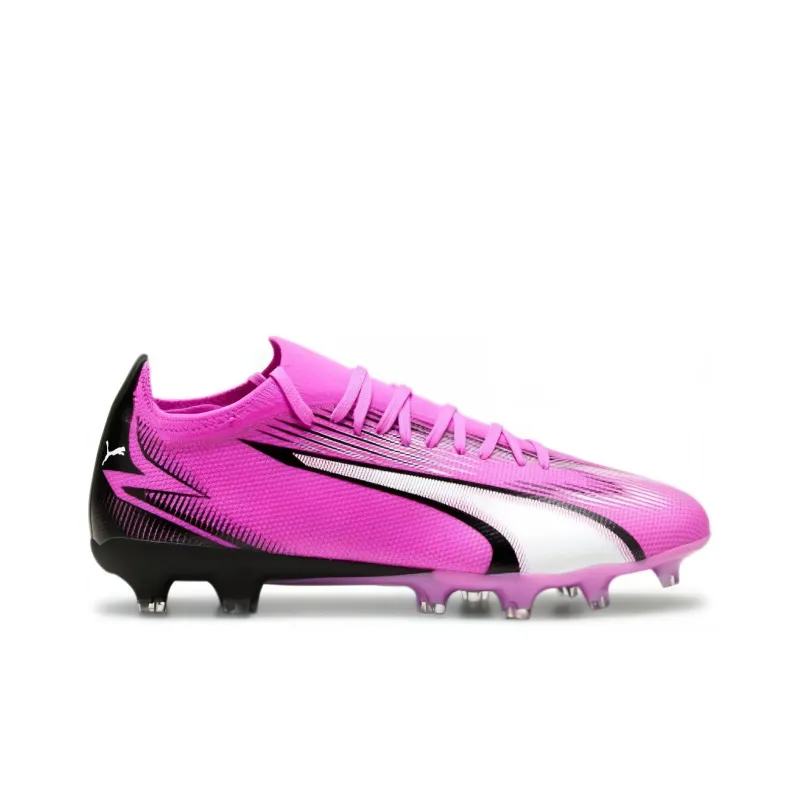 PUMA Ultra Match AG Short Rubber Studs FG Long Rubber Studs Anti Slip Wear Resistant Soccer Shoes Unisex Pink White-1