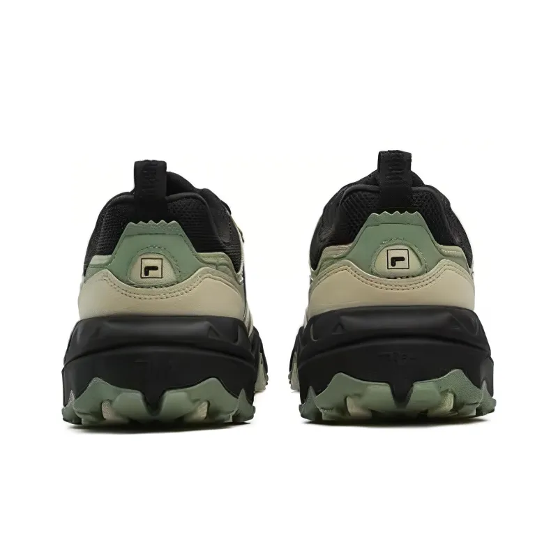 FILA Cushioning Wear Resistant Low Top Chunky Sneakers Unisex Black Green-2
