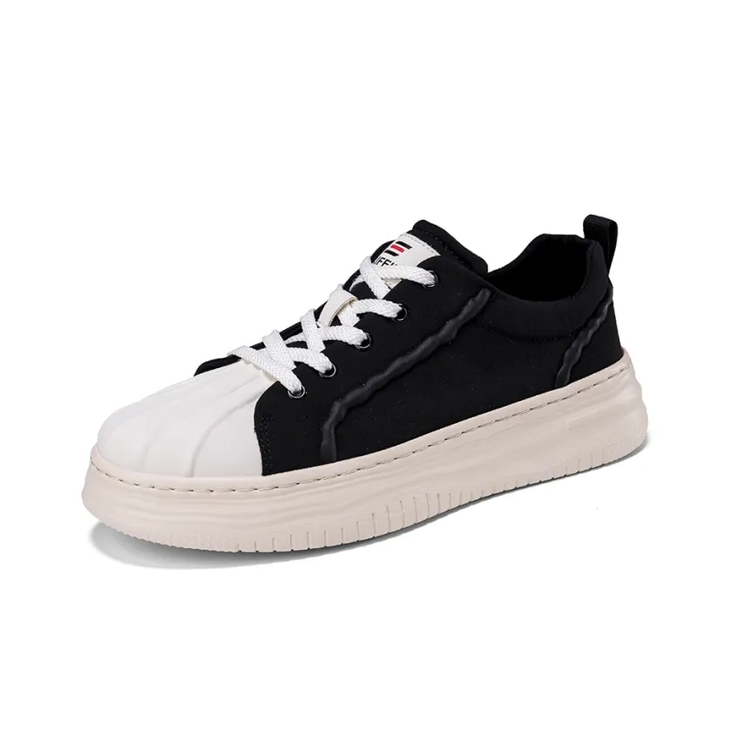 SAIFEINU Shell Head Collection Cushioning Lightweight Height Increasing Low-Top Skateboard Shoes Men's Black-1