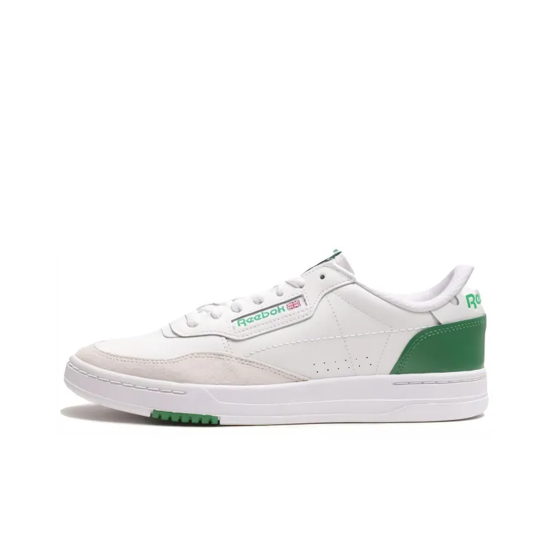 Reebok Court Peak Anti Slip Wear Resistant Low Top Skateboard Shoes Men's White Green-0