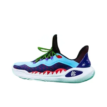Under Armour Curry 11 PE Cushioning Wear-Resistant Low-Top Basketball Shoes Men's Blue Red White