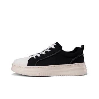 SAIFEINU Shell Head Collection Cushioning Lightweight Height Increasing Low-Top Skateboard Shoes Men's Black