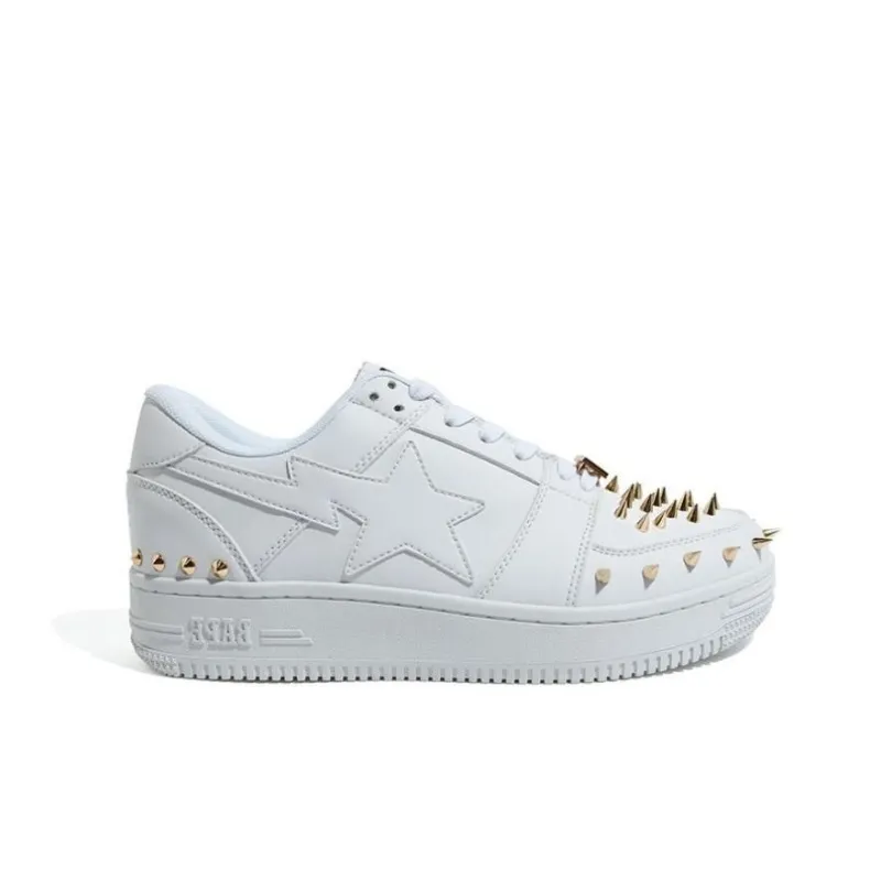 A BATHING APE STA Low Stylish Skateboarding Shoes Men's White-1