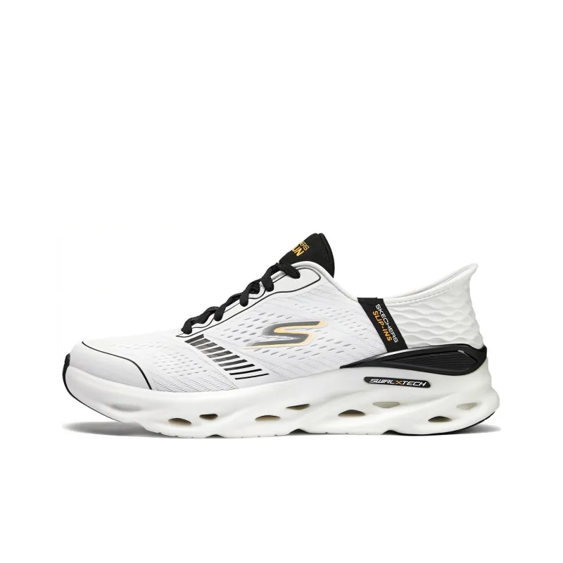 Skechers Cushioning Rebound Low Top Casual Running Shoes Men's White Black-0