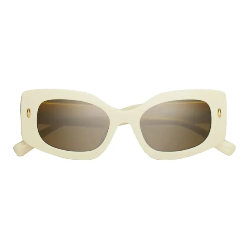 TORY BURCH Acetate Irregular Shape Sunglasses Unisex Ecru-2