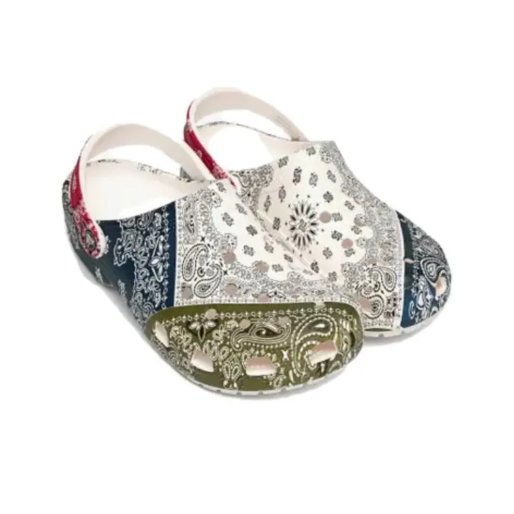 Crocs Classic Fleece Lined Clog Bandana White Red Blue Green-1