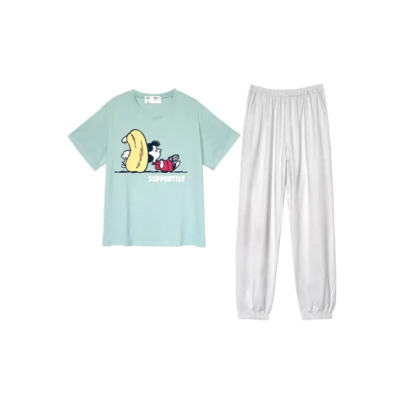 Beiyan Pajama Set Women's Light Cyan Light Gray-0