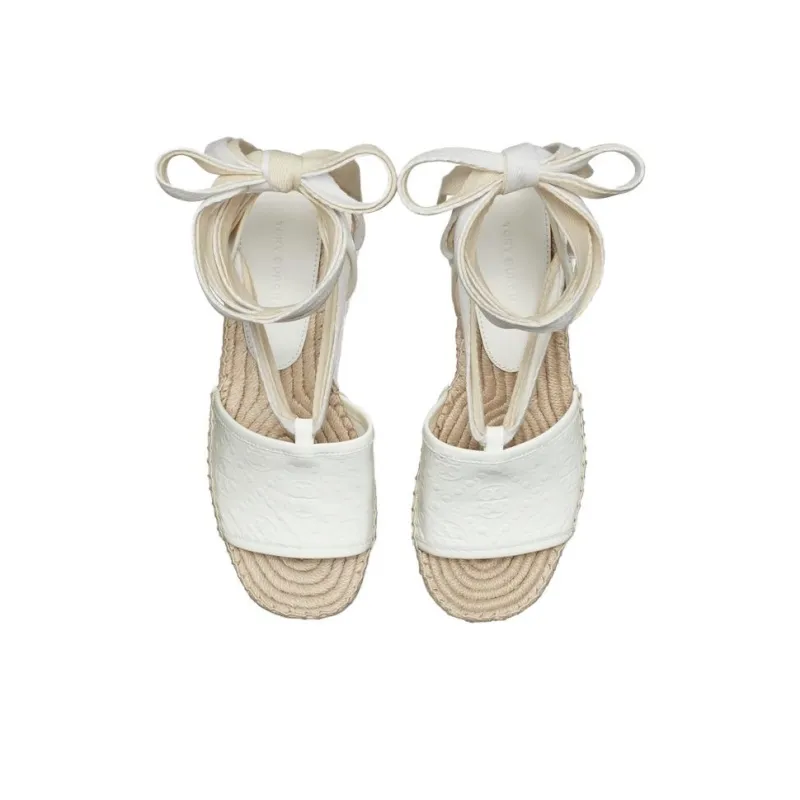 TORY BURCH T Monogram One Strap Sandals 3cm Women's White-3