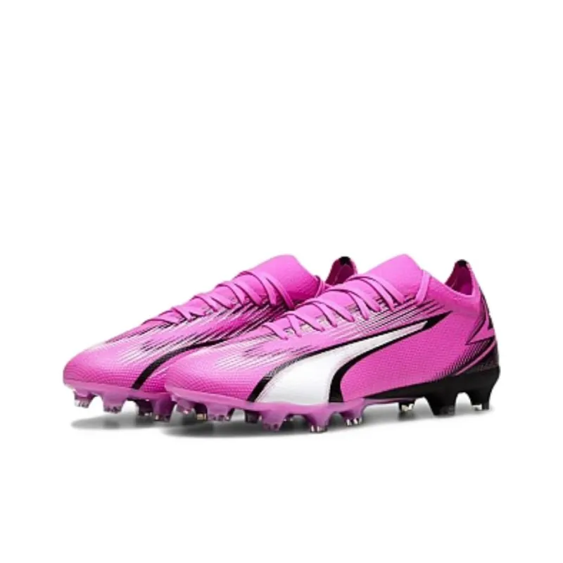 PUMA Ultra Match AG Short Rubber Studs FG Long Rubber Studs Anti Slip Wear Resistant Soccer Shoes Unisex Pink White-2
