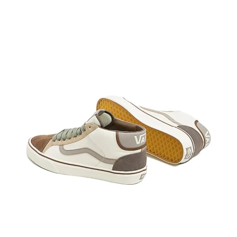 Vans Mid Skool 37 Durable Breathable Mid-Top Skateboard Shoes Women's Beige Brown-3