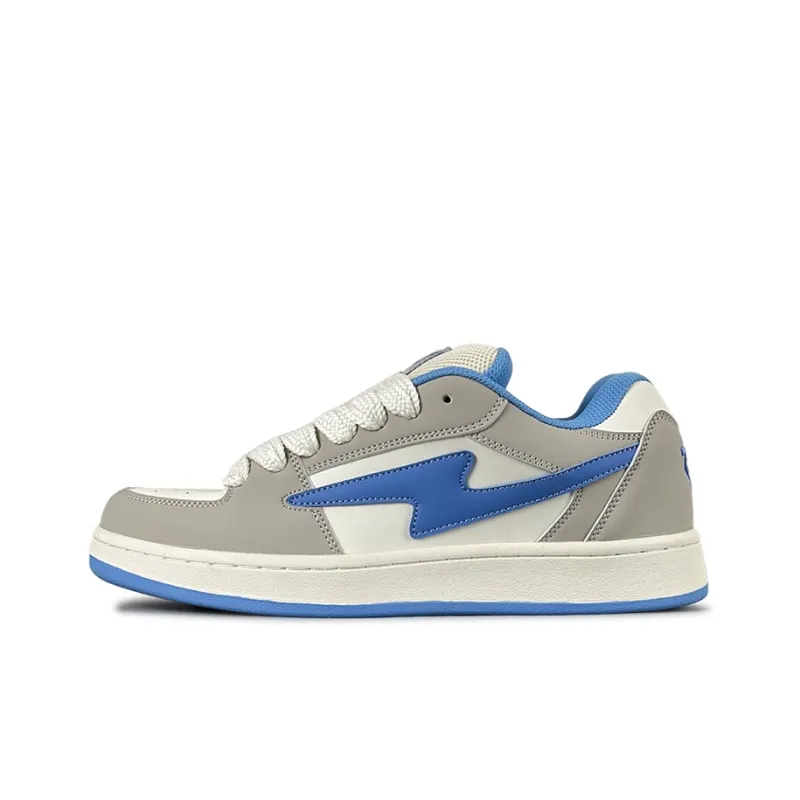 LuzaoT SUPER DRAG Lightning Puffy Shoes Low Top Skateboard Shoes Unisex Gray Blue-0