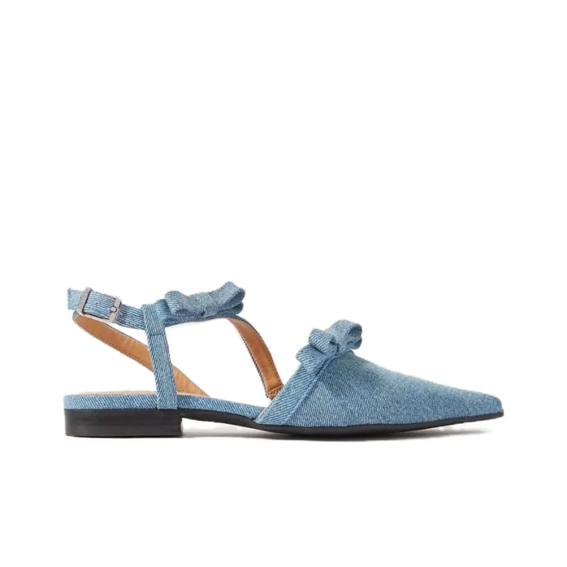 GANNI Bow-detailing Pointed-toe Ballerina Shoes-1