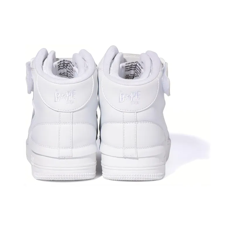 A BATHING APE Bape Mid Mid Top Stylish Skateboarding Shoes Men's White Gray-2