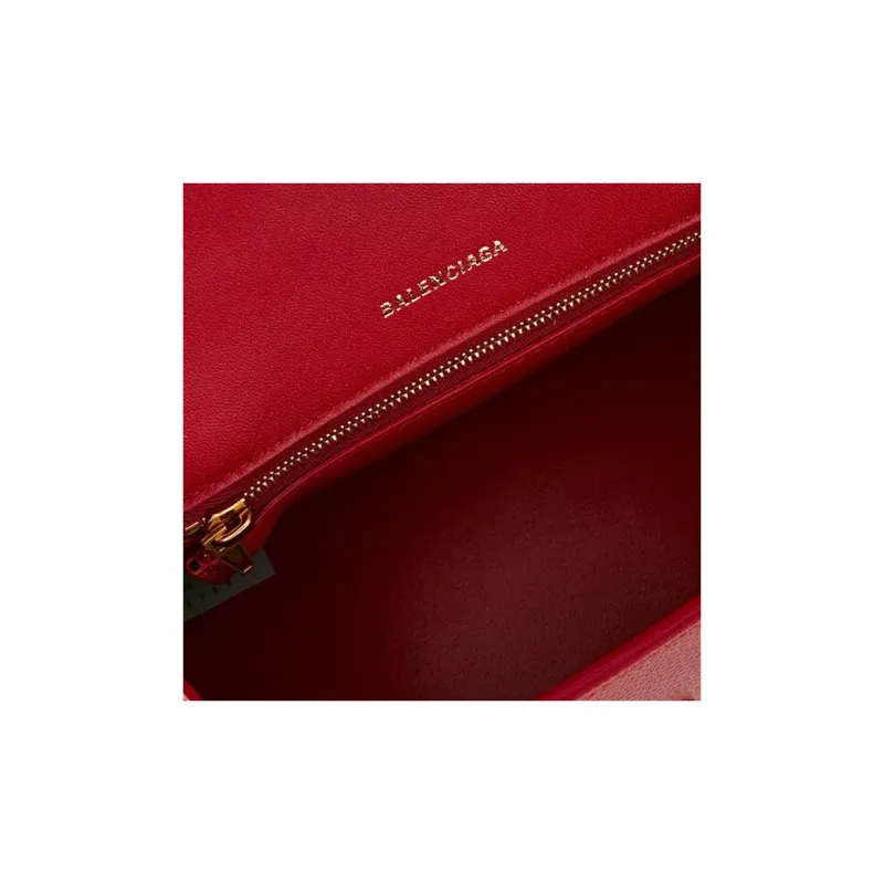 Balenciaga Grain Cow Leather Handbag Trumpets Women's Red-3