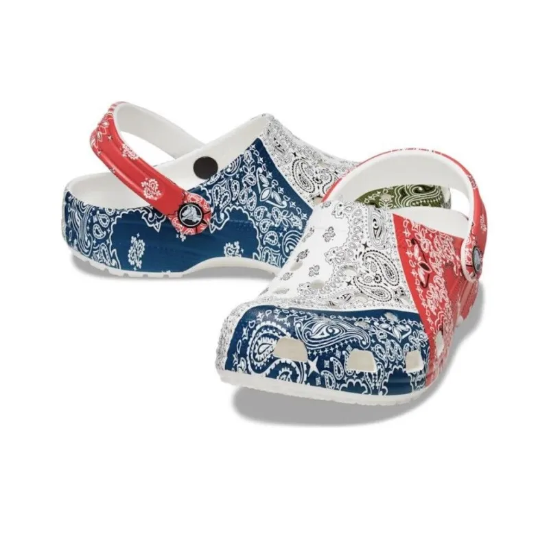 Crocs Classic Fleece Lined Clog Bandana White Red Blue Green-2