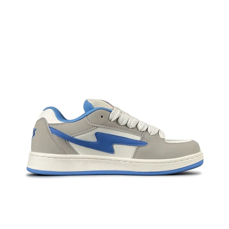 LuzaoT SUPER DRAG Lightning Puffy Shoes Low Top Skateboard Shoes Unisex Gray Blue-1