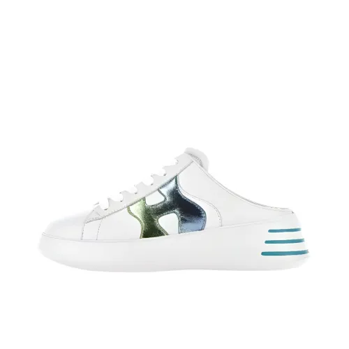 HOGAN Rebel Rubber Sole Wrap-toe Slippers Women's White Blue Green