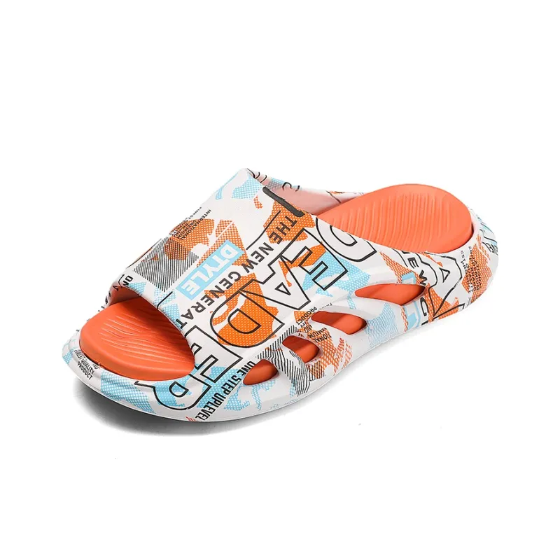 Locke Rubber Sole Totem Graffiti Quiet Slide Slippers Unisex-4