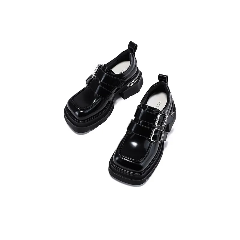 SELAIYA Small Unlined Shoes Loafers 6cm Women's Black-3