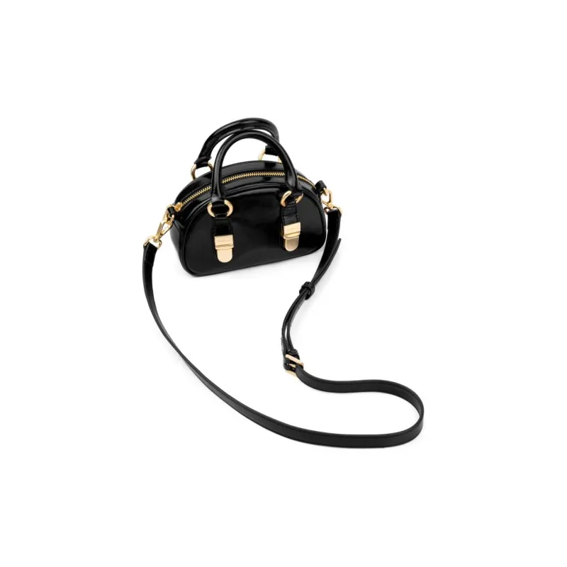INJOYLIFE Cow Leather Shoulder Bag, Crossbody Bag, Handbag Mini Women's Black-1