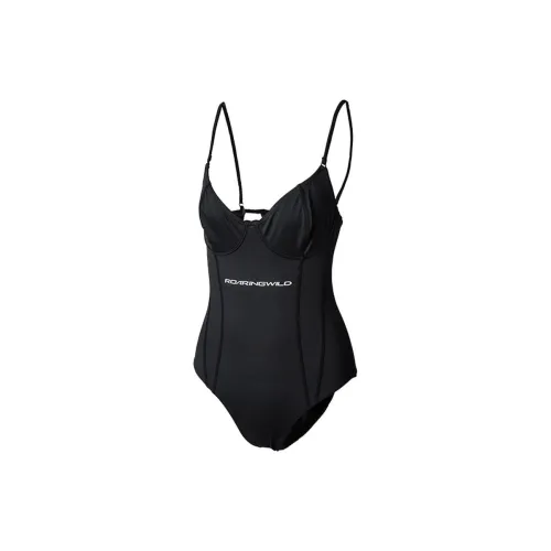 Pastoral Snow Swimming Sets Polyester Resort Hot Spring Women's Black