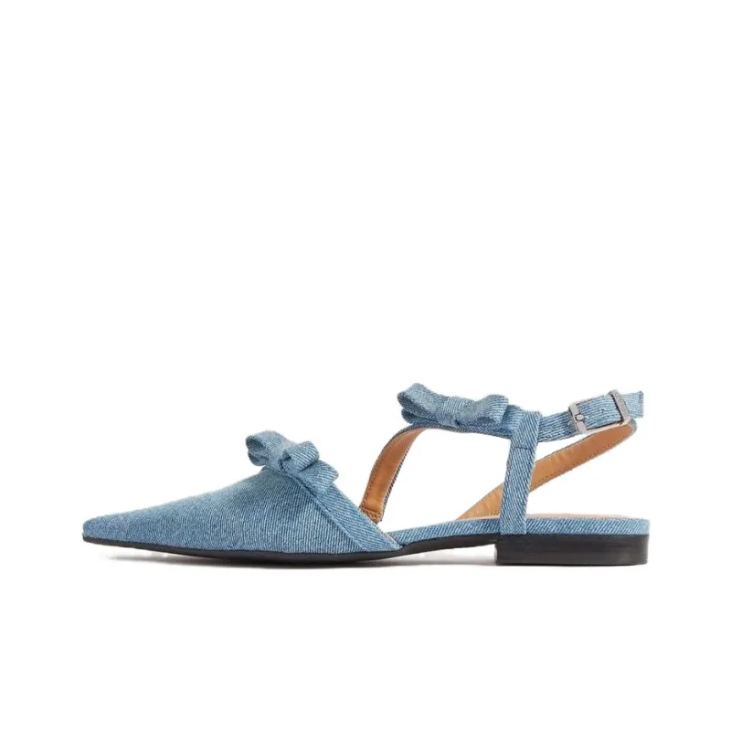GANNI Bow-detailing Pointed-toe Ballerina Shoes-0