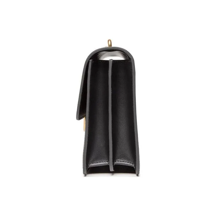 PINKO Cow Leather Swallow Bag, Small Square Bag, Shoulder Bag, Crossbody Bag Medium Size Women's Black-2