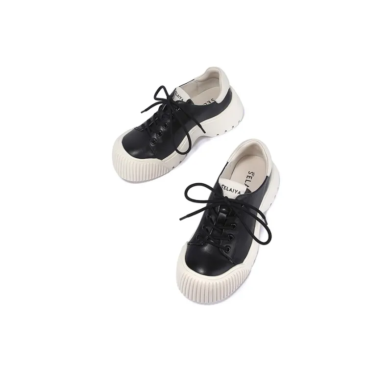 SELAIYA Platform Shoes Women's White-8