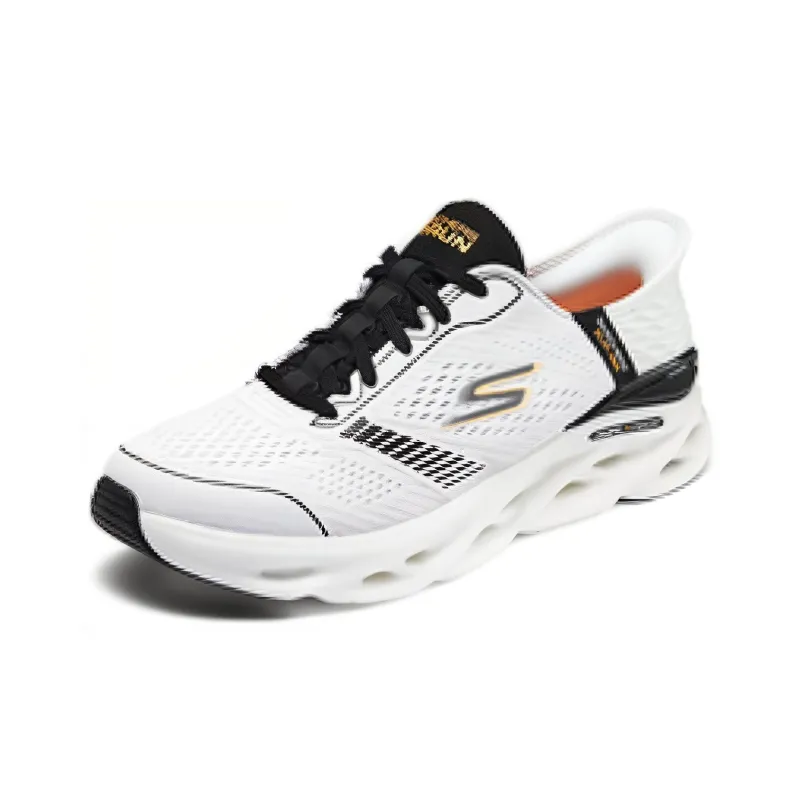 Skechers Cushioning Rebound Low Top Casual Running Shoes Men's White Black-2