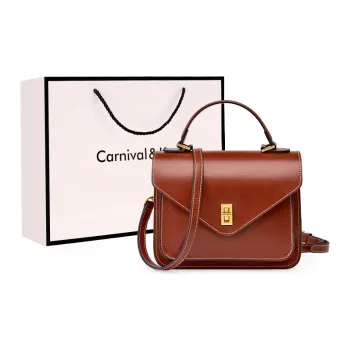 Carnival Keep Cow Leather Handbag Crossbody Bag Shoulder Bag Regular Women's Dark Brown/Black/Emerald Green