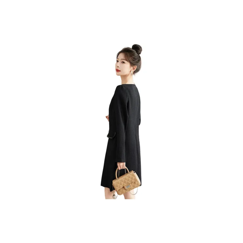 Emodues Long Sleeved Dress Women's Black-1